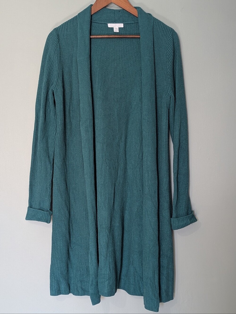 Camber &‎ Grace Women’s Open-Front Teal Ribbed Cardigan Sweater